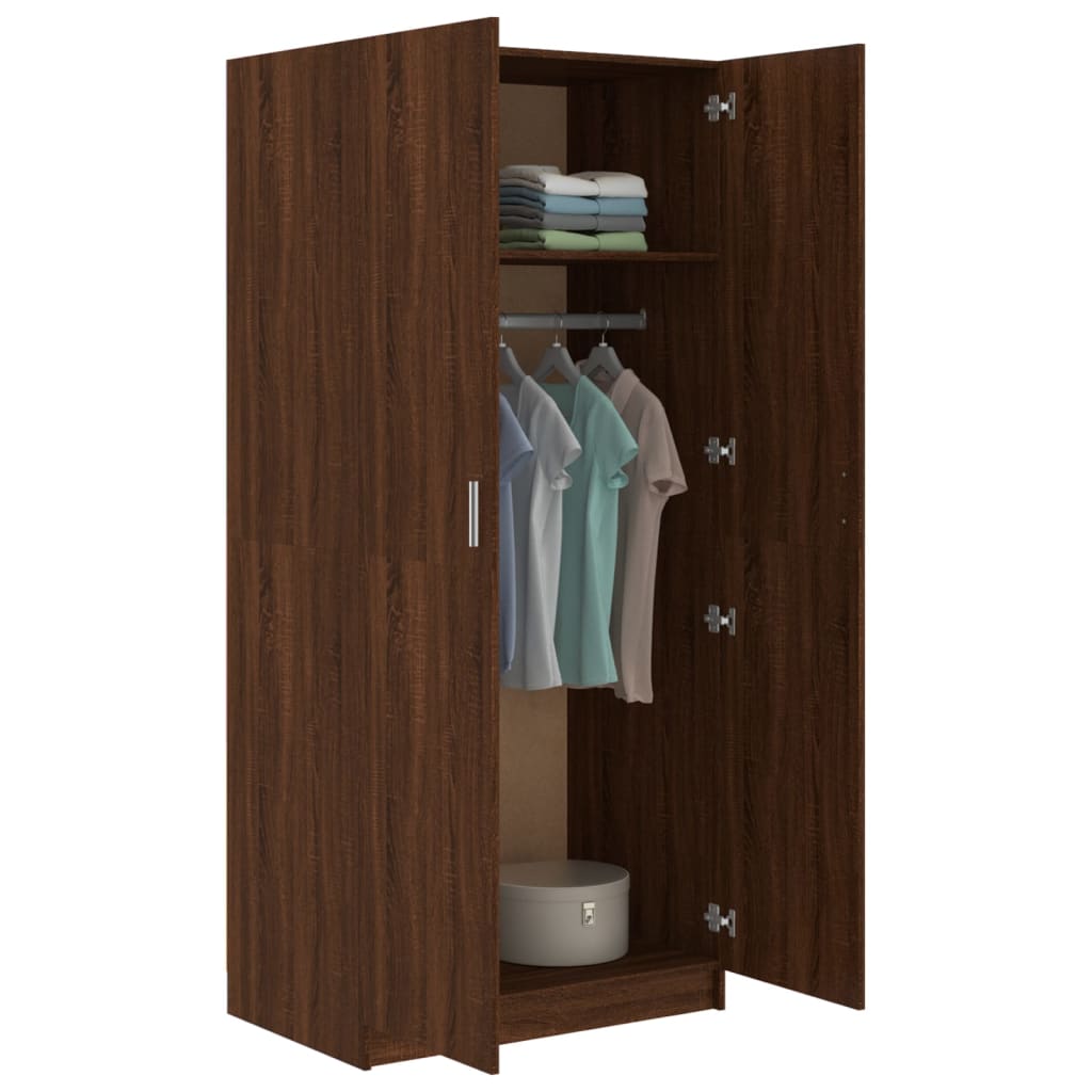 Wardrobe Brown Oak 80x50x180 cm Engineered Wood - Cupboards & Wardrobes