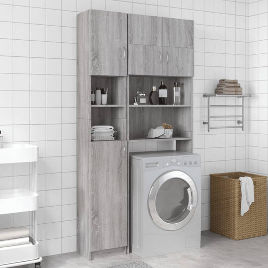 Bathroom Cabinet Grey Sonoma 32x25.5x190 cm Engineered Wood - Bathroom Furniture Sets