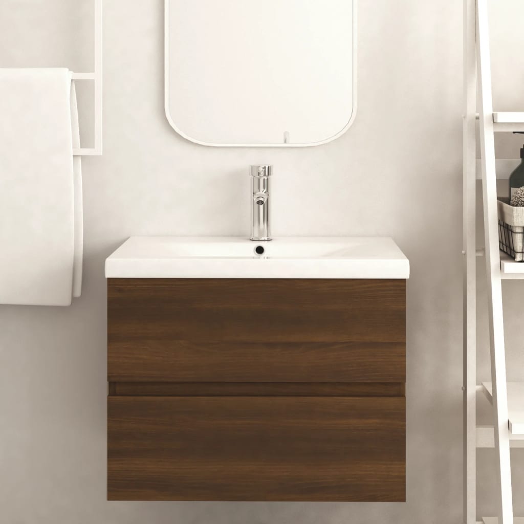 Sink Cabinet Brown Oak 60x38.5x45 cm Engineered Wood - Bathroom Furniture Sets