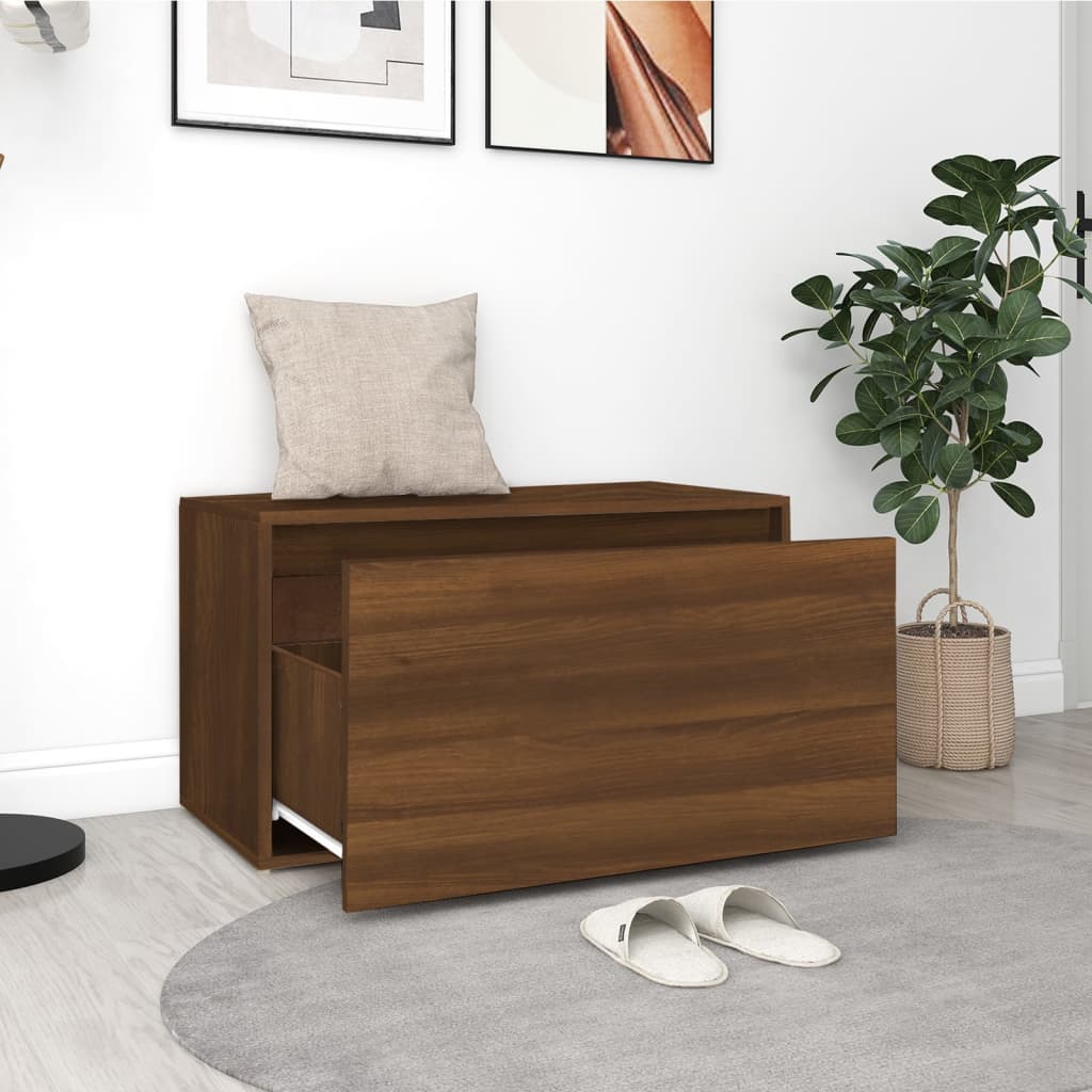 Hall Bench 80x40x45 cm Brown Oak Engineered Wood - Storage & Entryway Benches
