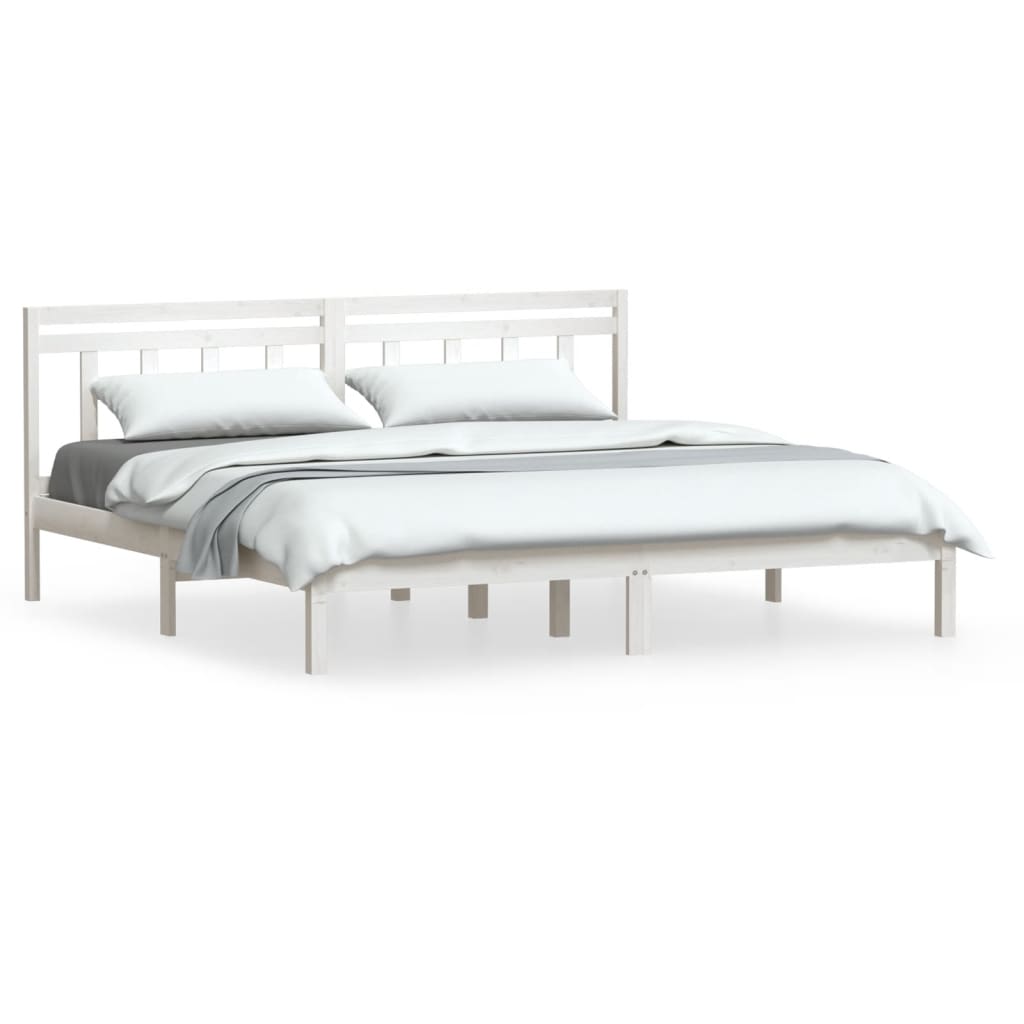 Bed Frame White Solid Wood Pine 160x200 cm - Beds & Bed Frames