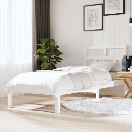 Bed Frame White 75x190 cm Small Single Solid Wood - Beds & Bed Frames