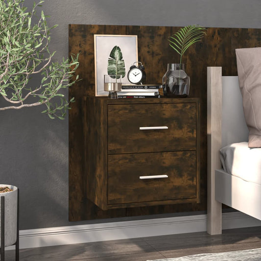 Wall-mounted Bedside Cabinet Smoked Oak - Bedside Tables