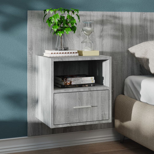 Wall-mounted Bedside Cabinet Grey Sonoma - Bedside Tables