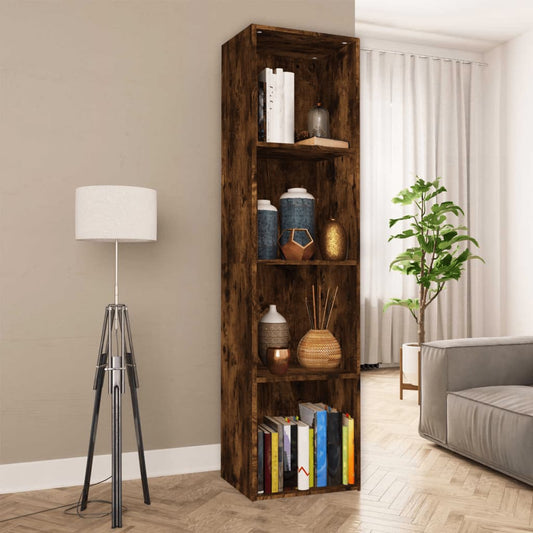 Book Cabinet/TV Cabinet Smoked Oak 36x30x143 cm Engineered Wood - Bookcases & Standing Shelves
