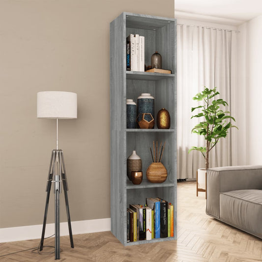 Book Cabinet/TV Cabinet Grey Sonoma 36x30x143 cm Engineered Wood - Bookcases & Standing Shelves
