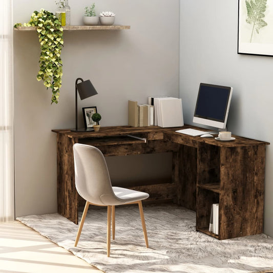 Corner Desk Smoked Oak 120x140x75 cm Engineered Wood - Desks