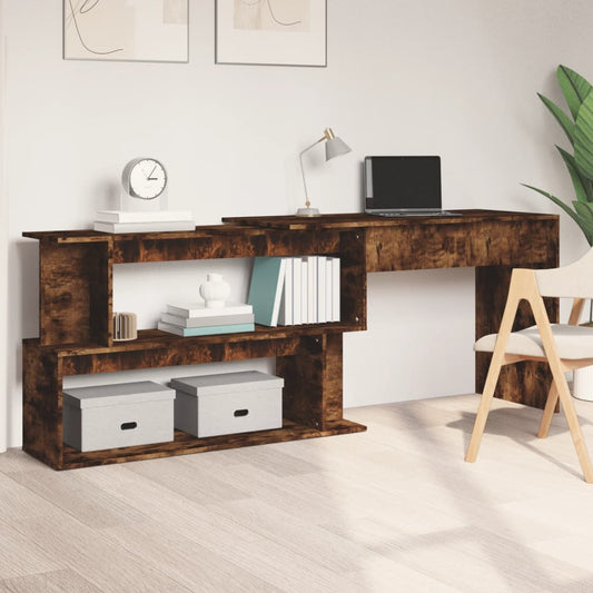 Corner Desk Smoked Oak 200x50x76 cm Engineered Wood - Desks