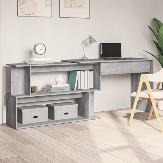 Corner Desk Grey Sonoma 200x50x76 cm Engineered Wood - Desks