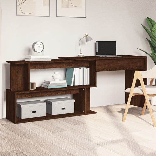 Corner Desk Brown Oak 200x50x76 cm Engineered Wood - Desks