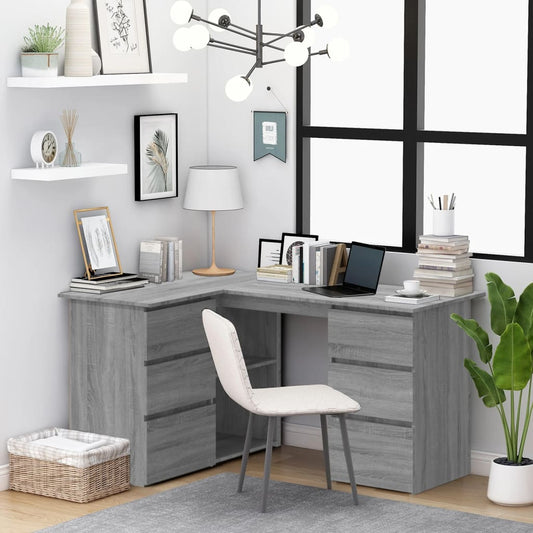 Corner Desk Grey Sonoma 145x100x76 cm Engineered Wood - Desks
