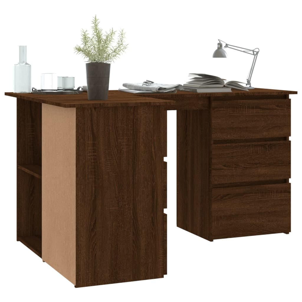 Corner Desk Brown Oak 145x100x76 cm Engineered Wood - Desks