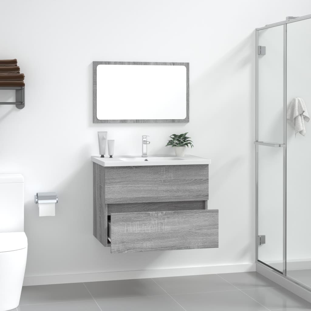 2 Piece Bathroom Furniture Set Grey Sonoma Engineered Wood - Bathroom Furniture Sets