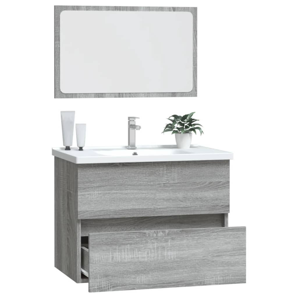 2 Piece Bathroom Furniture Set Grey Sonoma Engineered Wood - Bathroom Furniture Sets