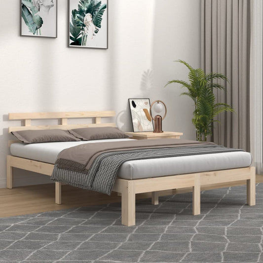 Bed Frame Solid Wood 135x190 cm Double - Beds & Bed Frames