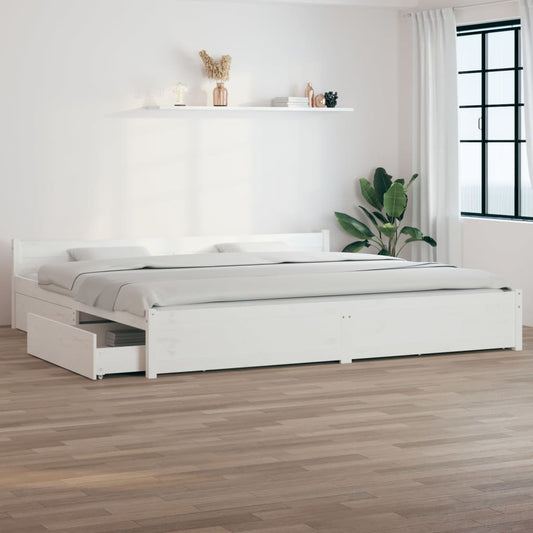 Bed Frame with Drawers White 200x200 cm - Beds & Bed Frames