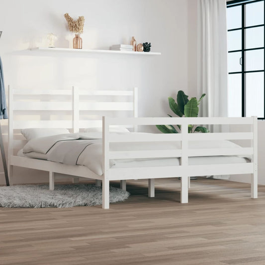 Bed Frame Solid Wood Pine 140x200 cm White - Beds & Bed Frames