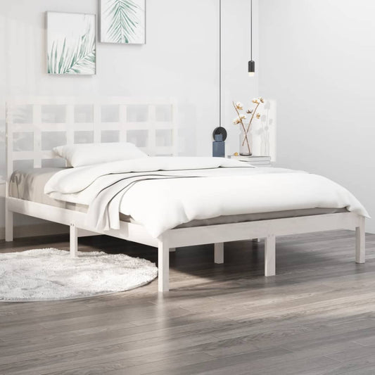 Bed Frame White Solid Wood 120x190 cm Small Double - Beds & Bed Frames