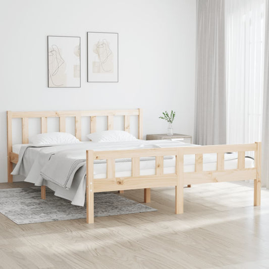 Bed Frame Solid Wood 150x200 cm King Size - Beds & Bed Frames