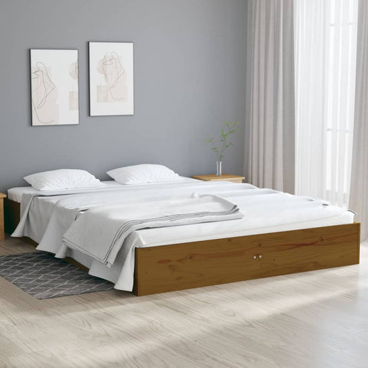 Bed Frame Honey Brown Solid Wood 120x190 cm Small Double - Beds & Bed Frames