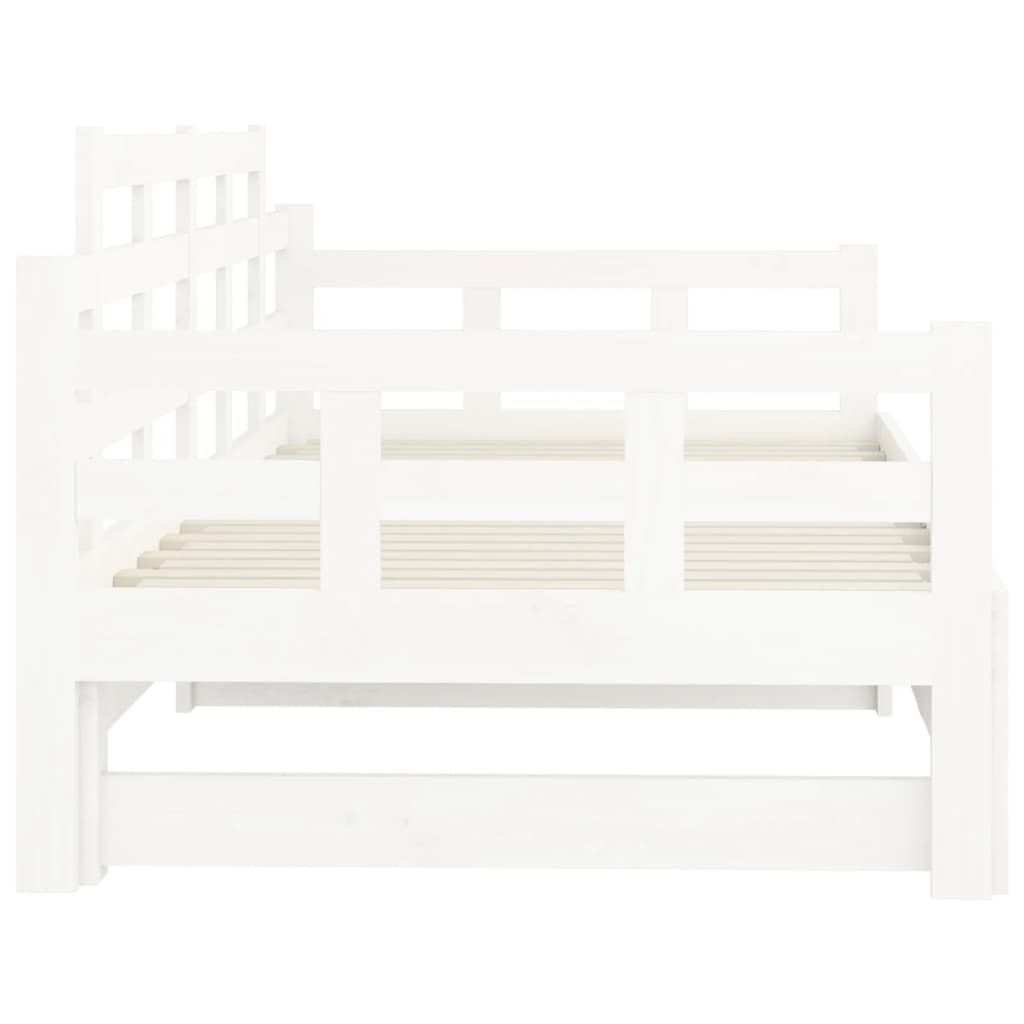 Pull-out Day Bed White Solid Wood Pine 2x(90x200) cm - Beds & Bed Frames