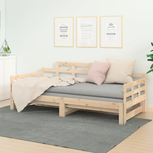 Pull-out Day Bed Solid Wood Pine 2x(90x190) cm - Beds & Bed Frames