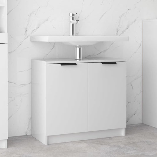 Bathroom Cabinet High Gloss White 64.5x33.5x59cm Engineered Wood - Storage Cabinets & Lockers