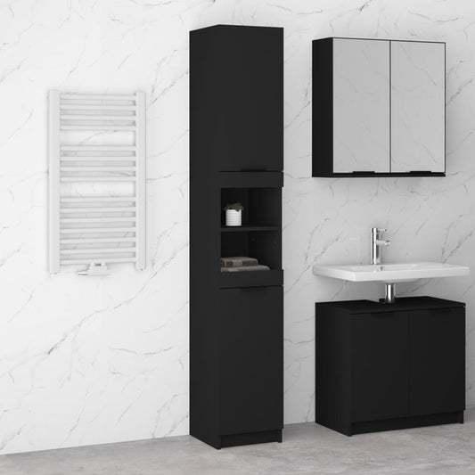 Bathroom Cabinet Black 32x34x188.5 cm Engineered Wood - Storage Cabinets & Lockers