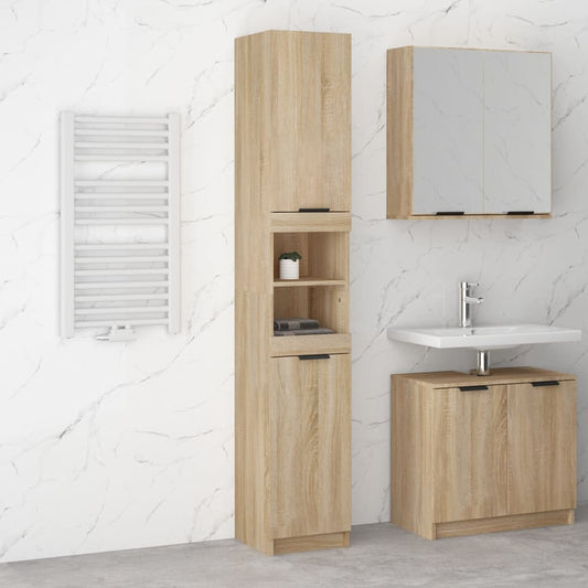 Bathroom Cabinet Sonoma Oak 32x34x188.5 cm Engineered Wood - Storage Cabinets & Lockers