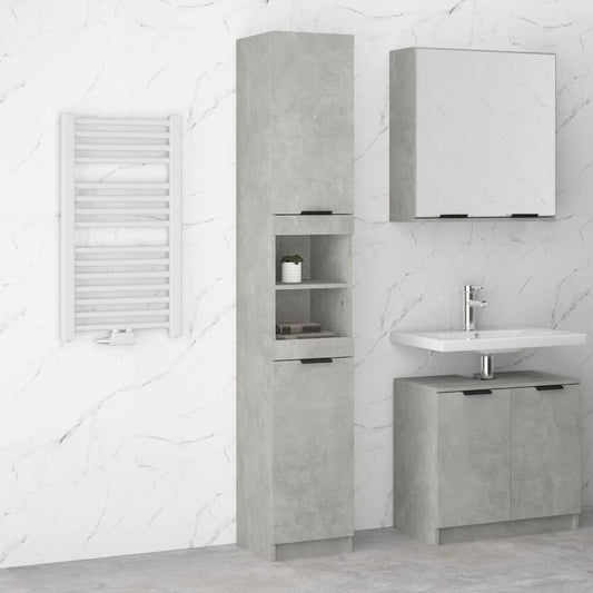 Bathroom Cabinet Concrete Grey 32x34x188.5 cm Engineered Wood - Storage Cabinets & Lockers