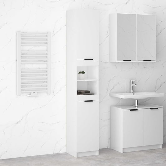 Bathroom Cabinet High Gloss White 32x34x188.5cm Engineered Wood - Storage Cabinets & Lockers