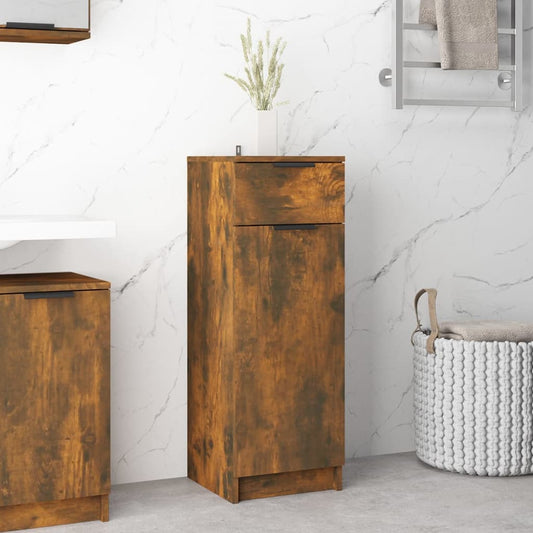 Bathroom Cabinet Smoked Oak 32x34x90 cm Engineered Wood - Storage Cabinets & Lockers
