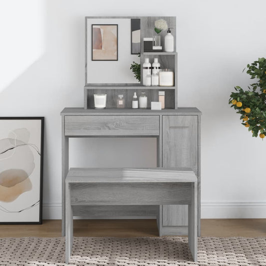 Dressing Table with Mirror Grey Sonoma 86.5x35x136 cm - Bedroom Dressing Tables