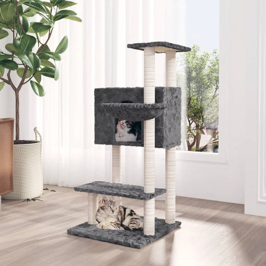 Cat Tree with Sisal Scratching Posts Dark Grey 108.5 cm - Cat Furniture