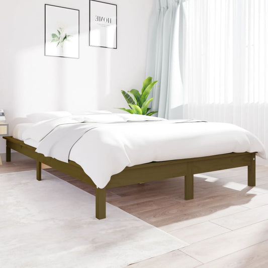 Bed Frame Honey Brown 120x190 cm Small Double Solid Wood Pine - Beds & Bed Frames