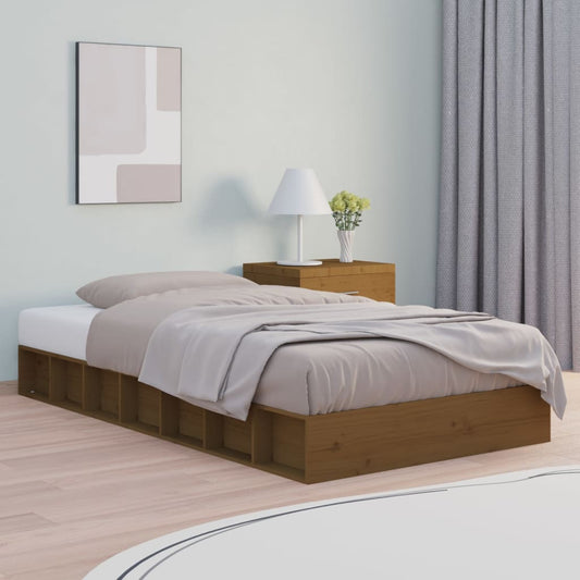 Bed Frame Honey Brown 75x190 cm Small Single Solid Wood - Beds & Bed Frames