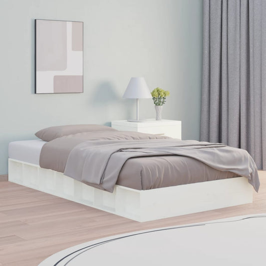 Bed Frame White 120x190 cm Small Double Solid Wood - Beds & Bed Frames