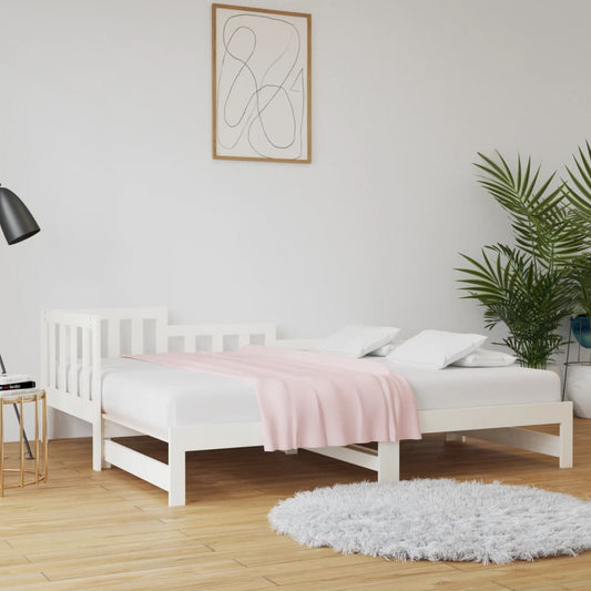 Pull-out Day Bed White 2x(80x200) cm Solid Wood Pine - Beds & Bed Frames
