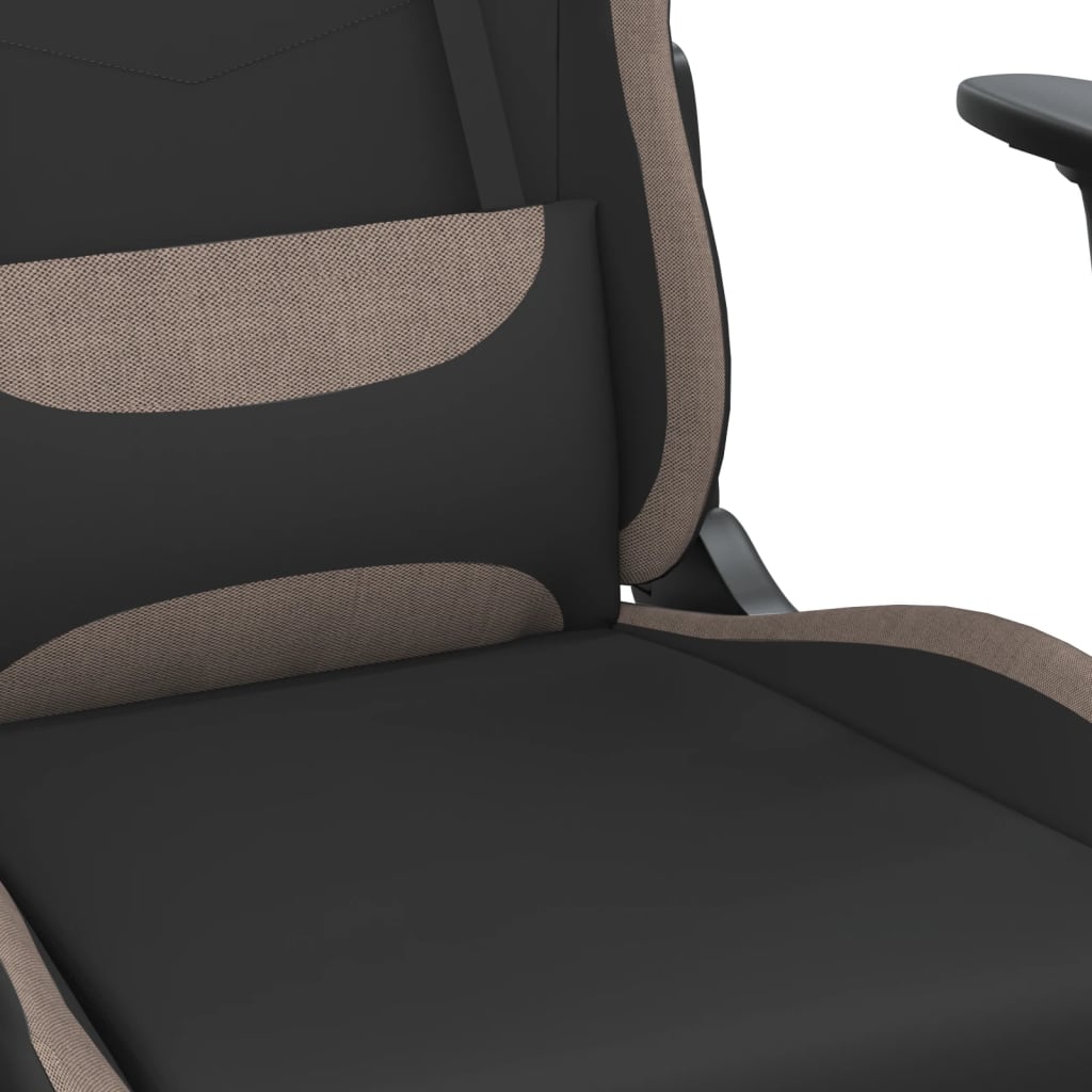 Massage Gaming Chair with Footrest Black and Taupe Fabric - Gaming Chairs