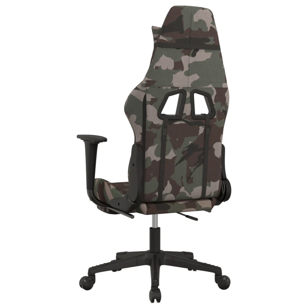 Swivel Gaming Chair with Footrest Black and Camouflage Fabric - Gaming Chairs