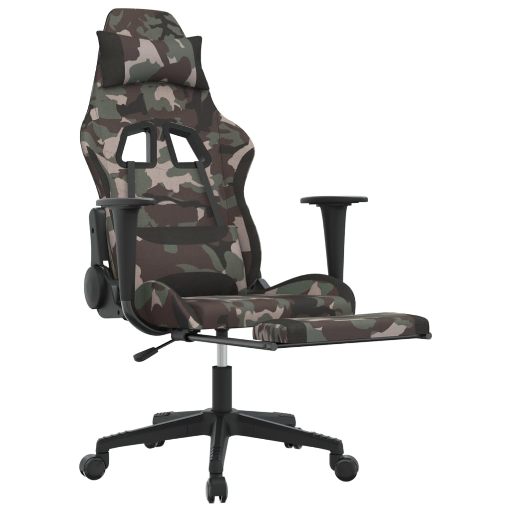 Swivel Gaming Chair with Footrest Black and Camouflage Fabric - Gaming Chairs
