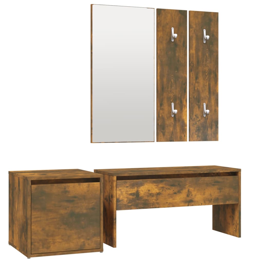Hallway Furniture Set Smoked Oak Engineered Wood - Cupboards & Wardrobes