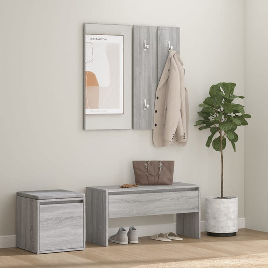 Hallway Furniture Set Grey Sonoma Engineered Wood - Cupboards & Wardrobes