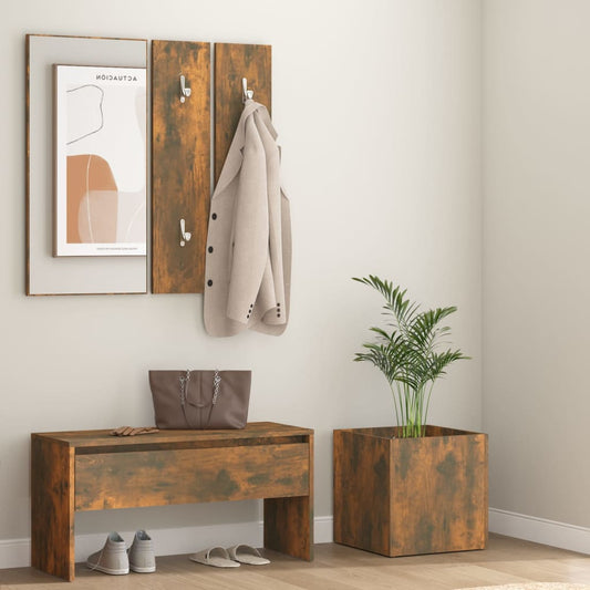 Hallway Furniture Set Smoked Oak Engineered Wood - Cupboards & Wardrobes