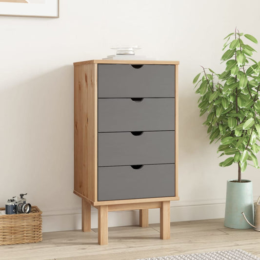 Drawer Cabinet OTTA Brown&Grey 45x39x90cm Solid Wood Pine - Chest of drawers