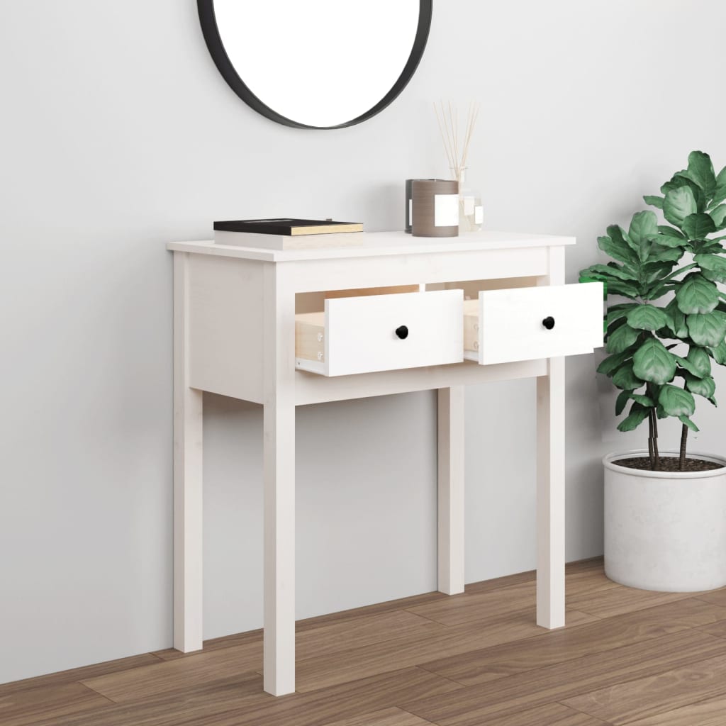 Console Table White 70x35x75 cm Solid Wood Pine - End Tables