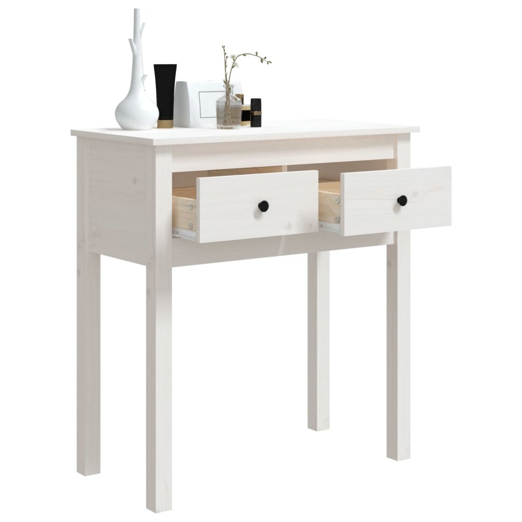 Console Table White 70x35x75 cm Solid Wood Pine - End Tables