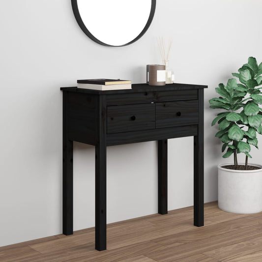 Console Table Black 70x35x75 cm Solid Wood Pine - End Tables
