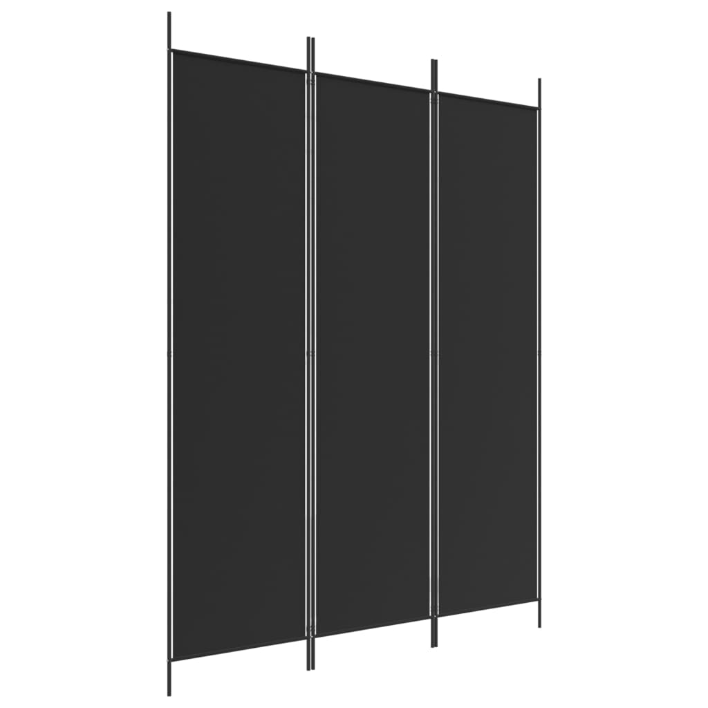 3-Panel Room Divider Black 150x200 cm Fabric - Room Dividers