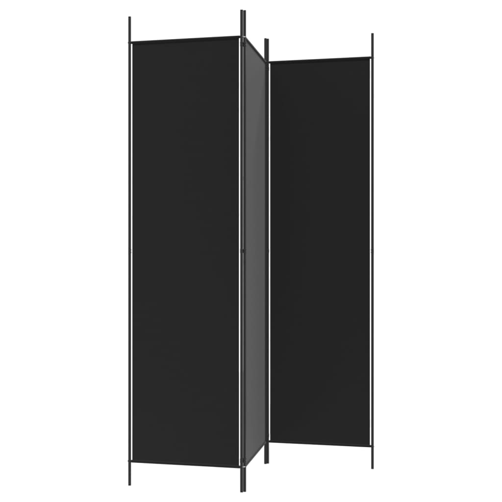 3-Panel Room Divider Black 150x200 cm Fabric - Room Dividers